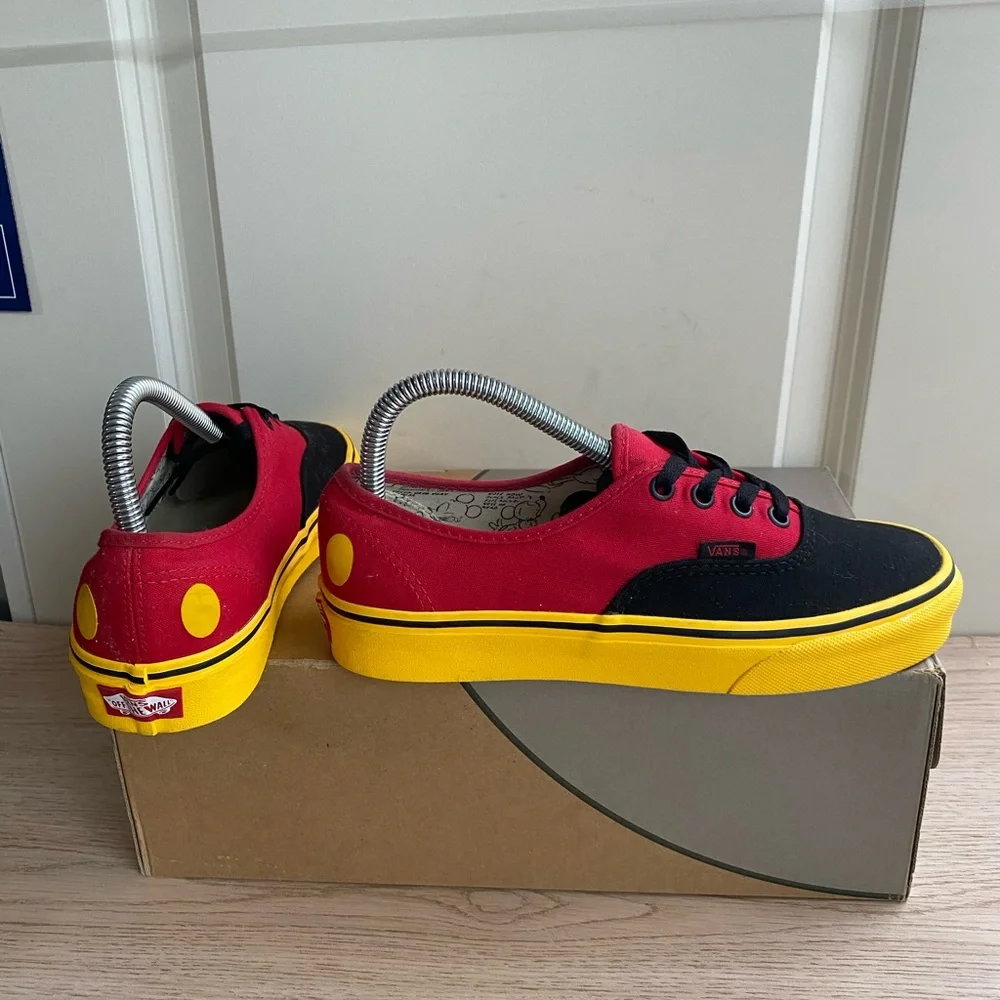 Vans X Disney 90th Anniversary Mickey Mouse Red Yellow Authentic Size M 6- W 7.5 - Picture 5 of 13